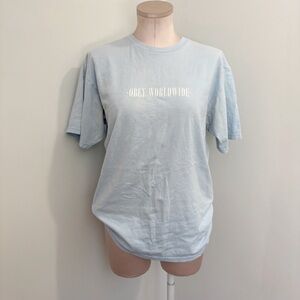 🌷 Obey Worldwide T Shirt Size Medium Baby Blue Spell Out